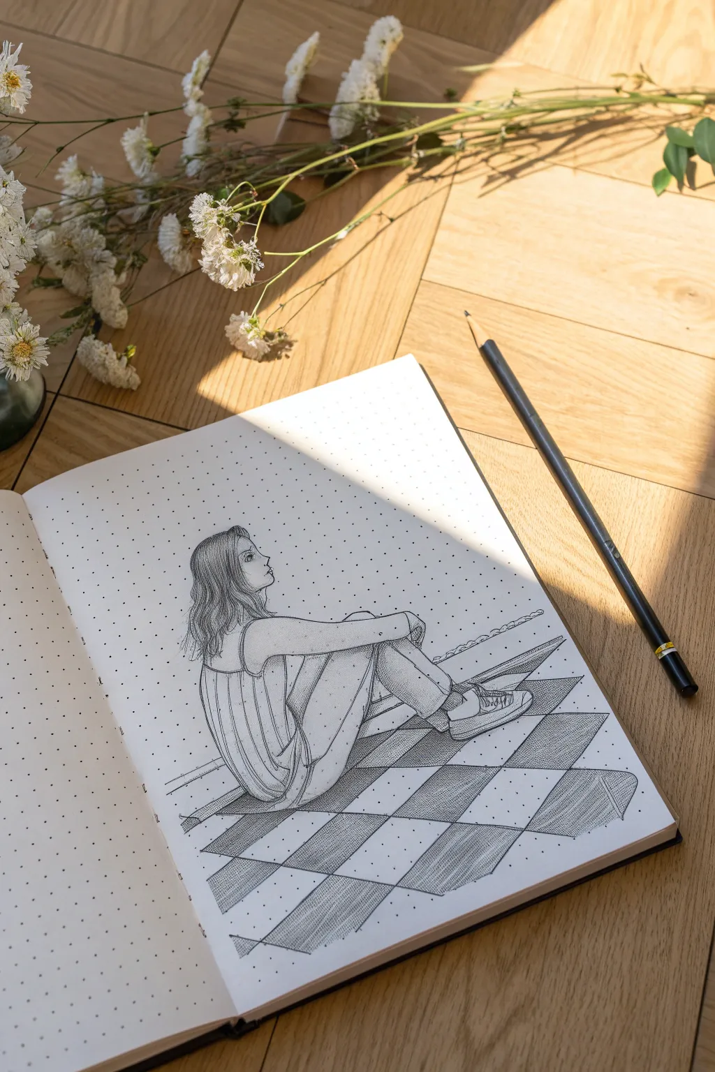 Master depth and dimension by sketching figures on perspective grids.
