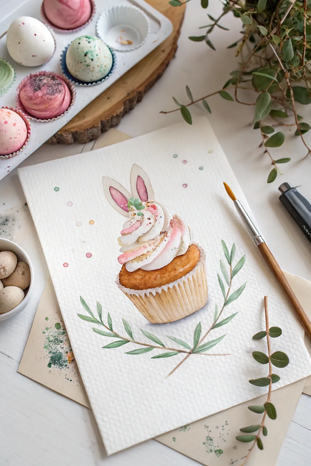 Whisk up some creativity this spring with this adorable bunny cupcake drawing idea.
