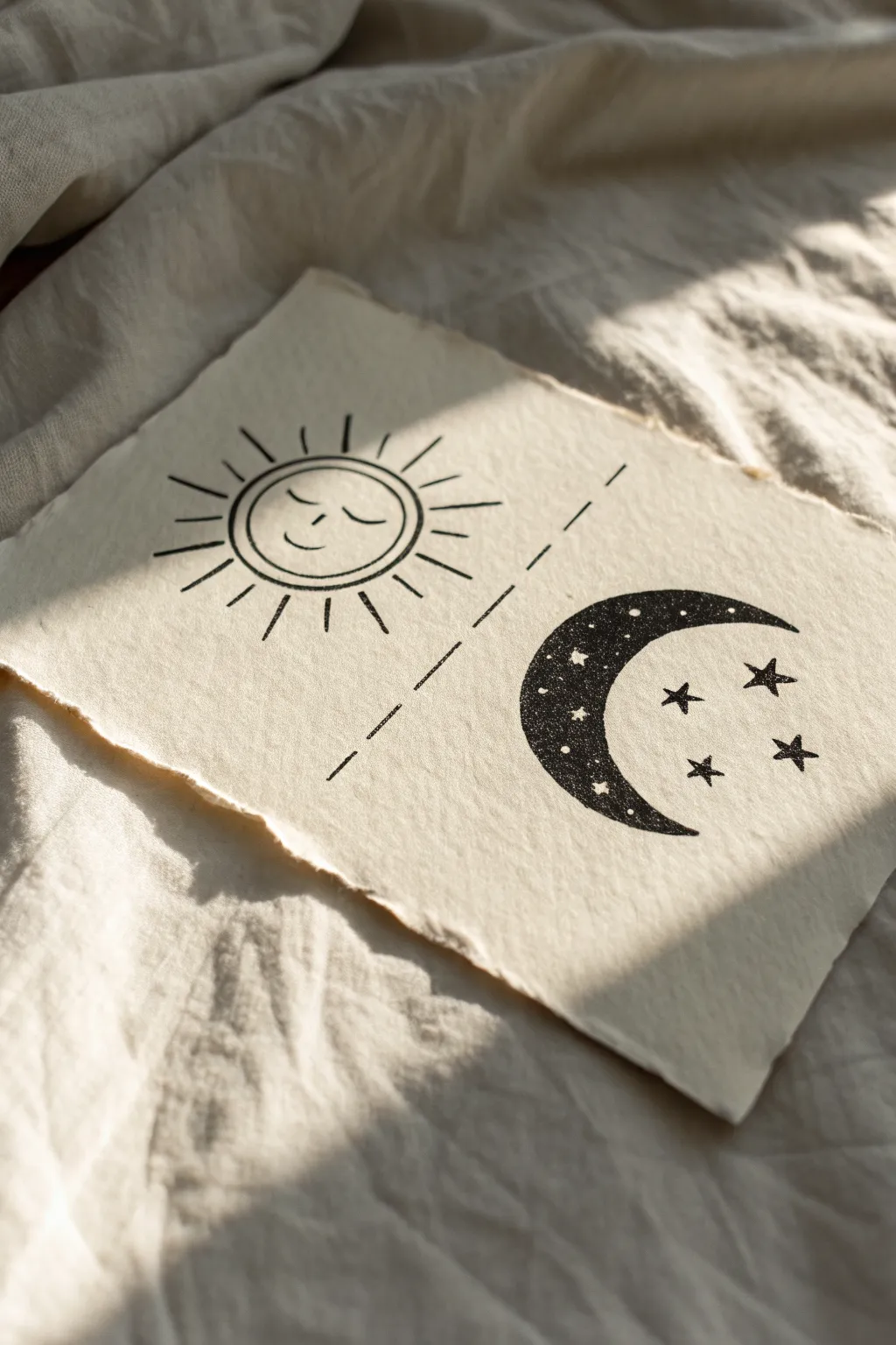 Split circle day and night: an easy, minimalist sun-and-moon drawing idea to try today