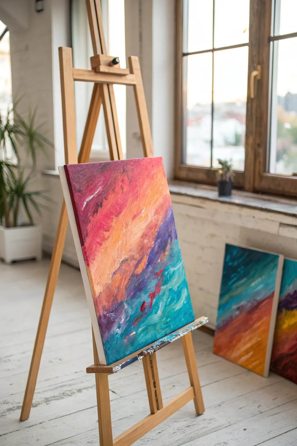 Loose color first, simple landscape last, a beginner-friendly oil painting process in one view.