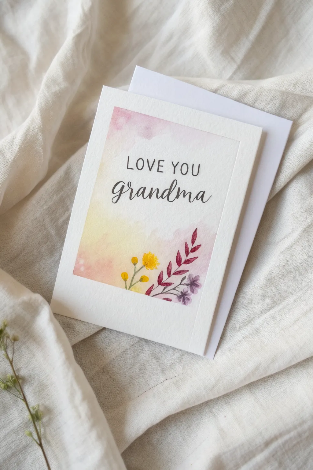 Pastel color wash card with a simple grandma message, minimal boho style and easy to recreate.
