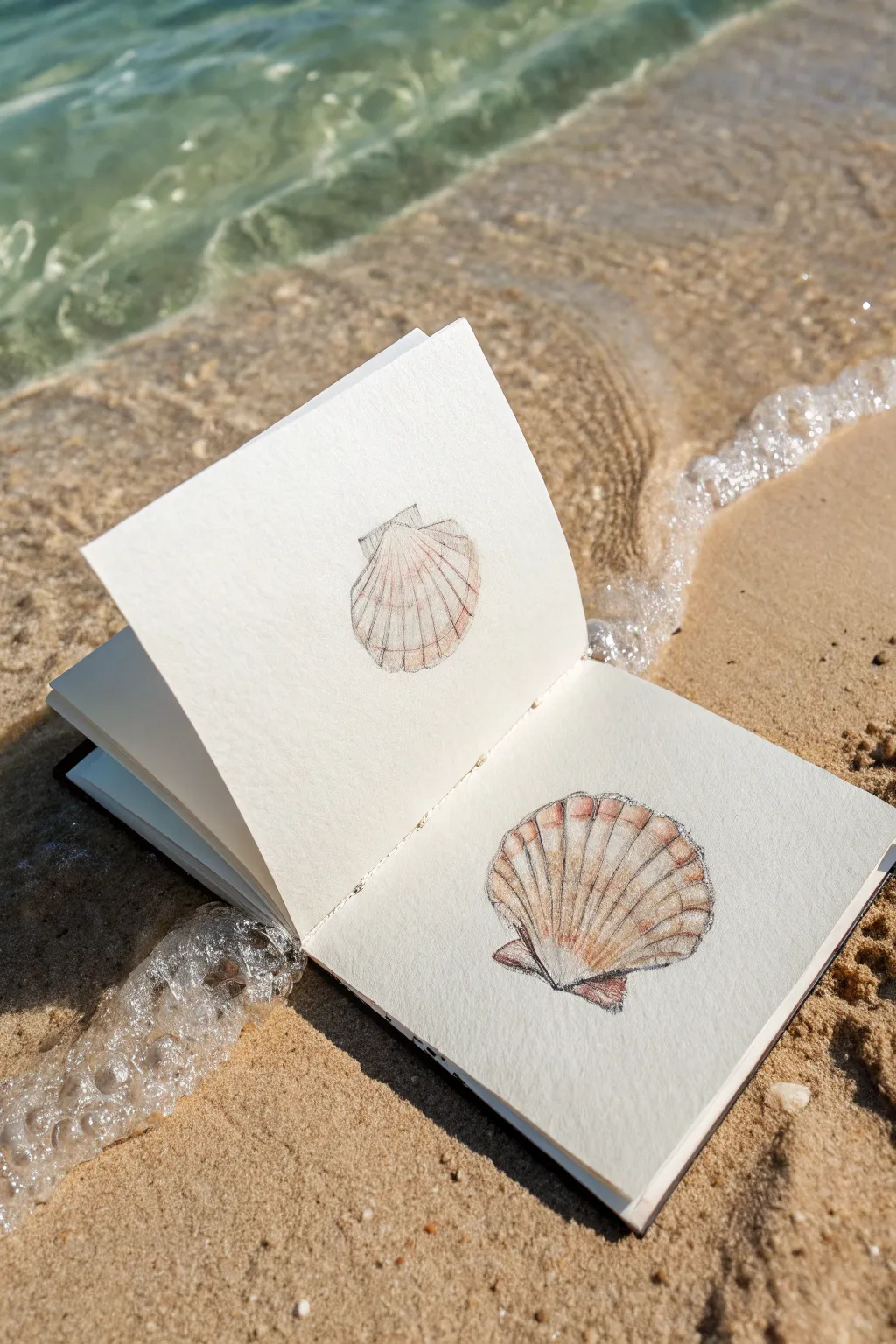 Folded paper clam art: open it to reveal a spooky pearl monster hiding inside the fold