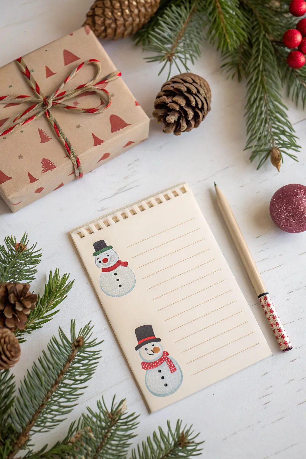 Retro Christmas mascots with goofy faces on a clean sketch sheet, minimalist cozy vibe.