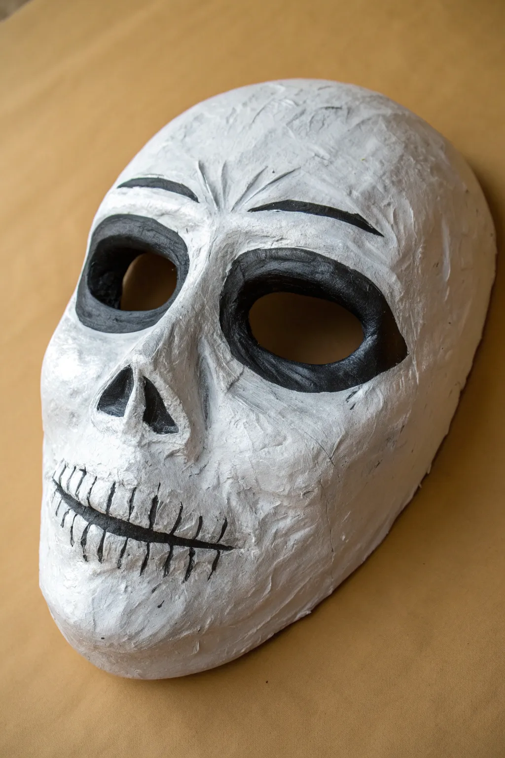 Minimal mask art with a trompe loeil torn away reveal, painted for striking high contrast 3D depth