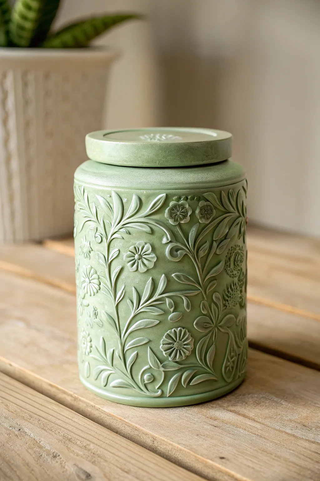 Elevate plain glass jars with this easy raised relief technique for a chic ceramic effect.