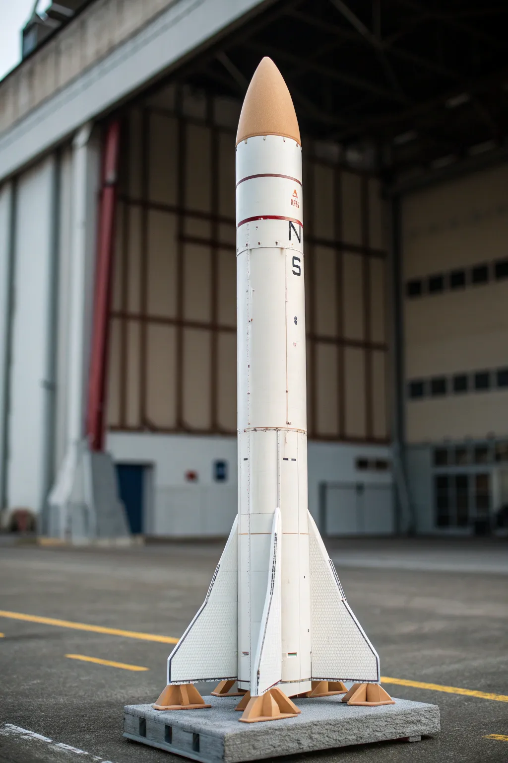 Minimalist rocket with creamy drip paint accents, clean fins, and cozy boho studio vibes.