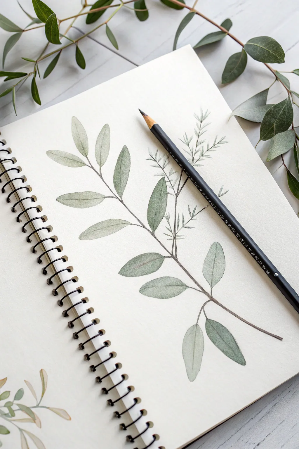 Minimal hybrid sketch: a pencil blooming into a stem, perfect for fresh original drawing ideas.