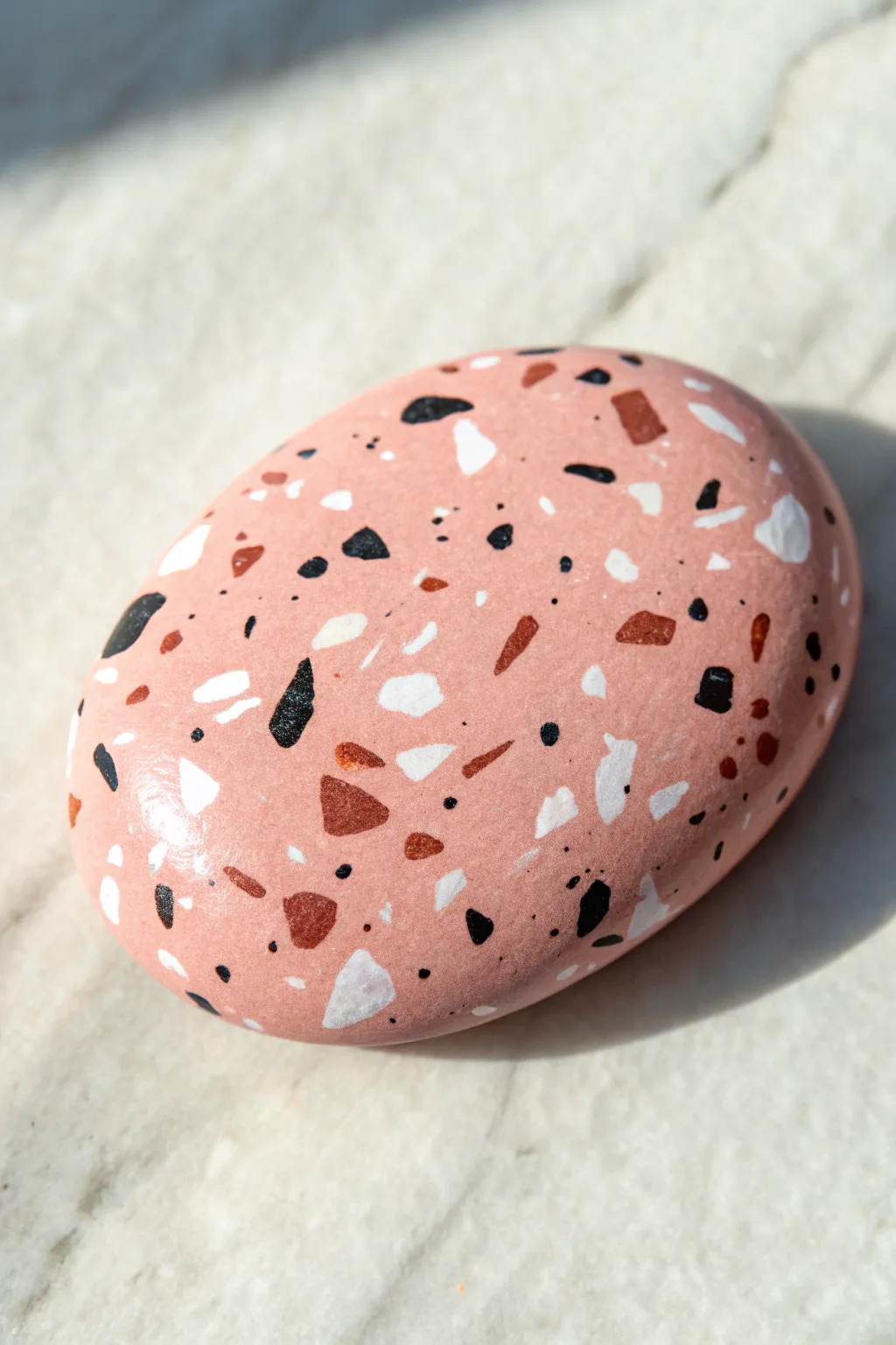 Modern pink terrazzo speckle rock painting inspiration in cozy Scandinavian minimal style