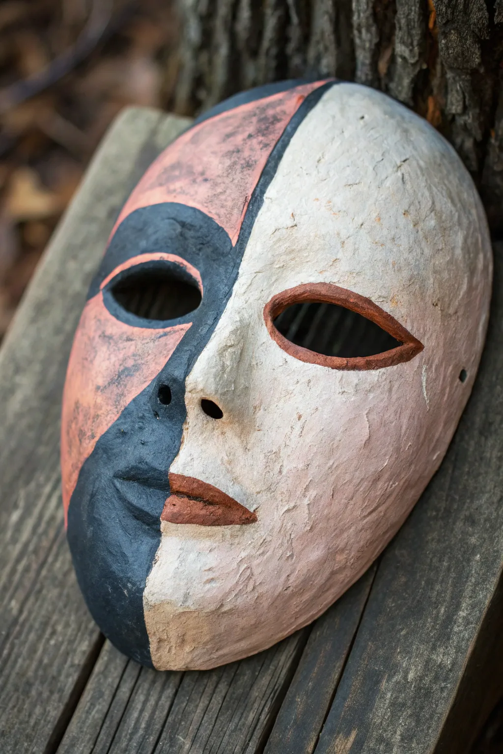 One mask, two vibes: playful blush meets moody charcoal in a clean split design look