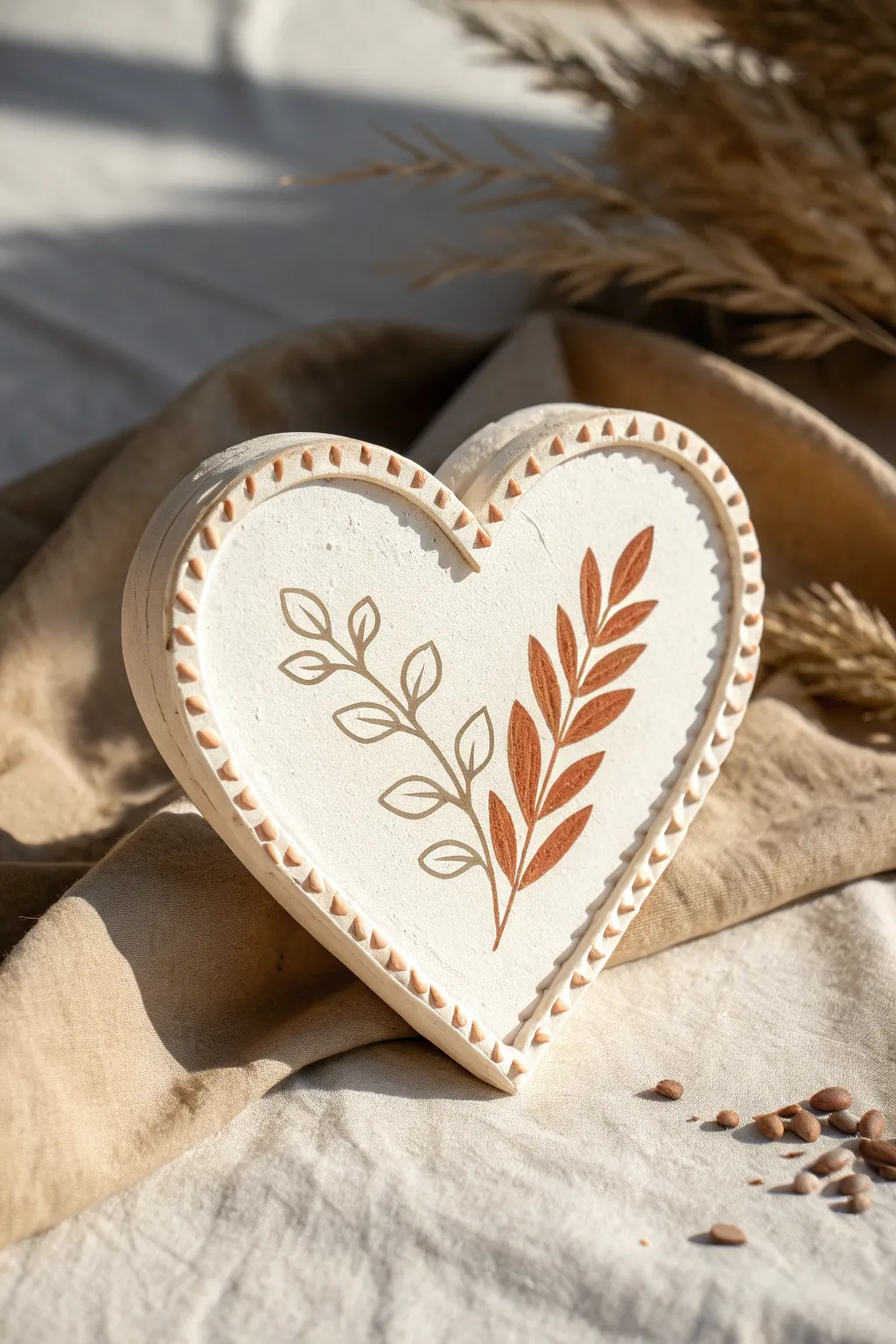 DIY cardboard mini sign with raised puffy paint edges, minimalist boho palette and texture.