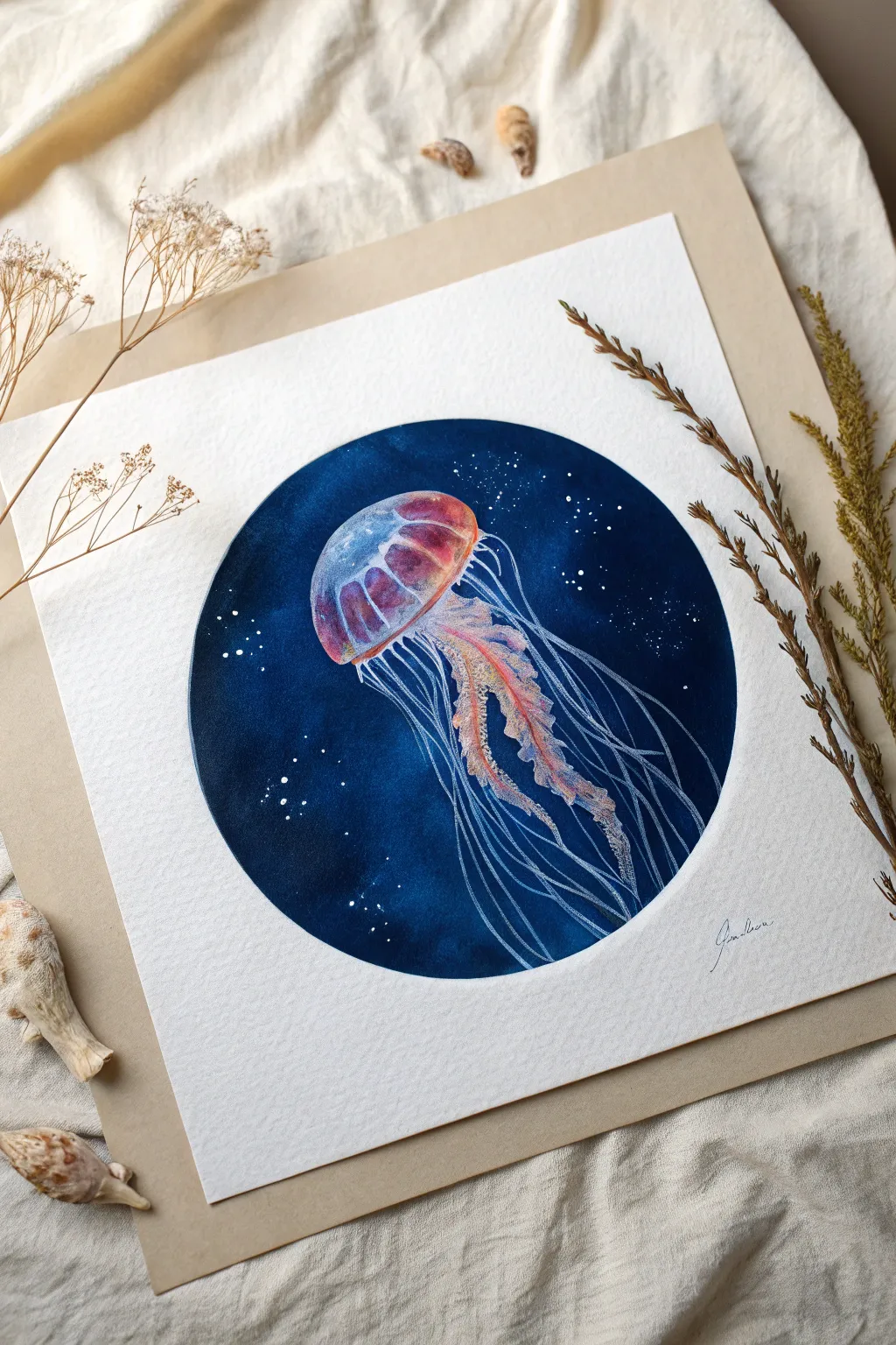 Capture ocean magic with this luminous jellyfish circle painting tutorial.