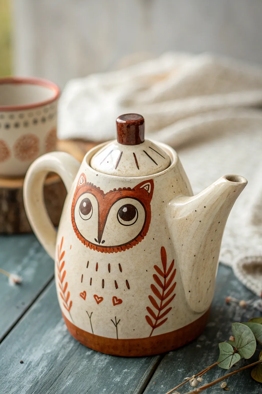 Transform a simple teapot into an adorable animal character with bold shapes and bright eyes.