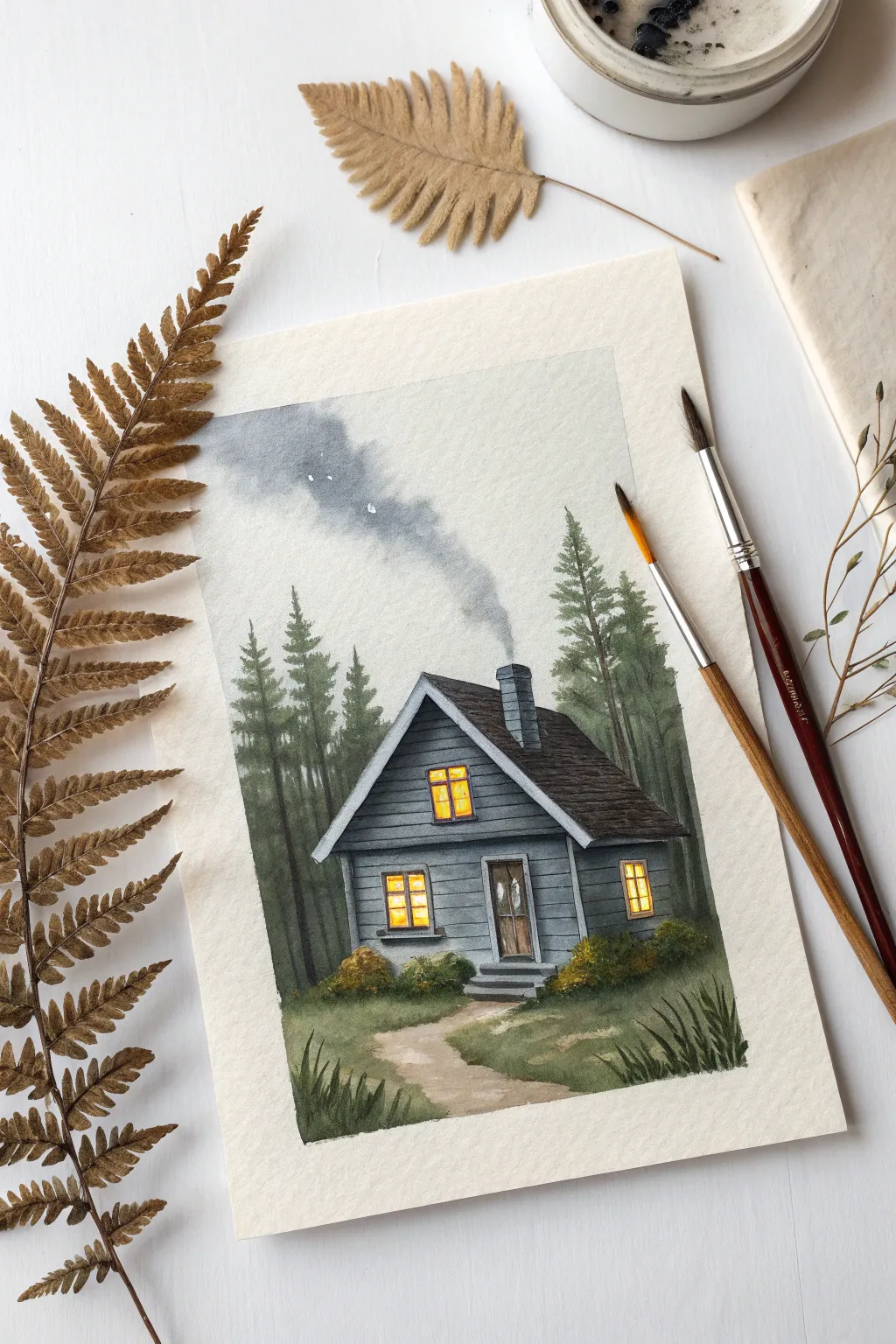 Capture the magic of solitude with this cozy, witchy cottage painting idea.