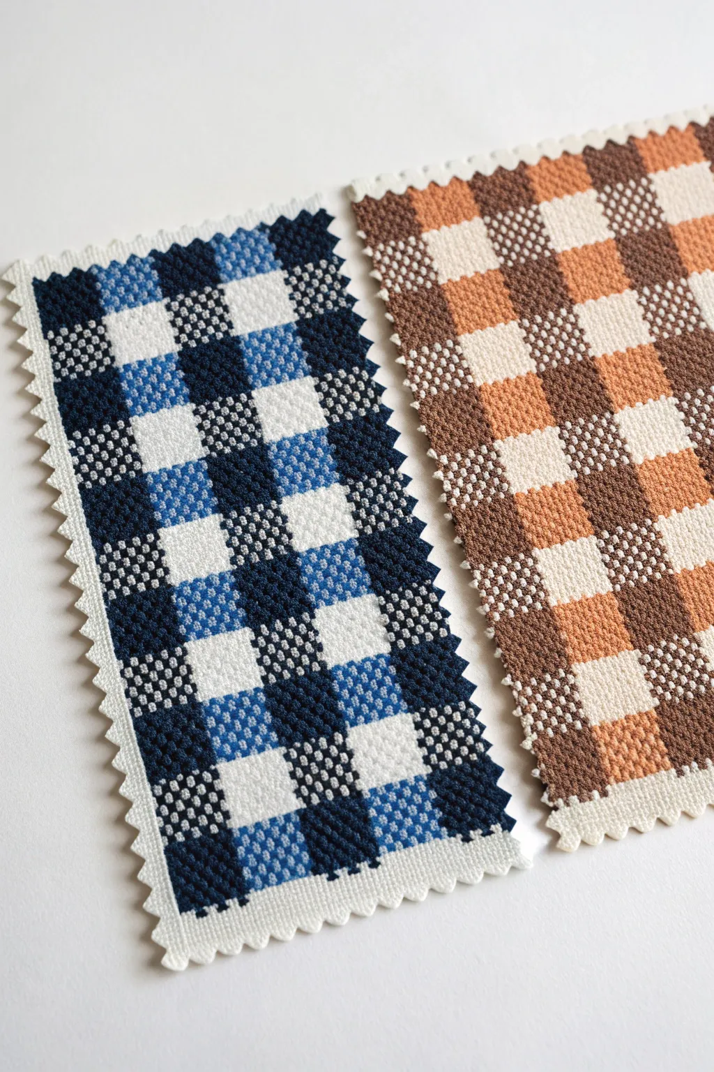 Glitchy pixel weave swatch in monochrome and bold two-tone for striking minimalist backgrounds.