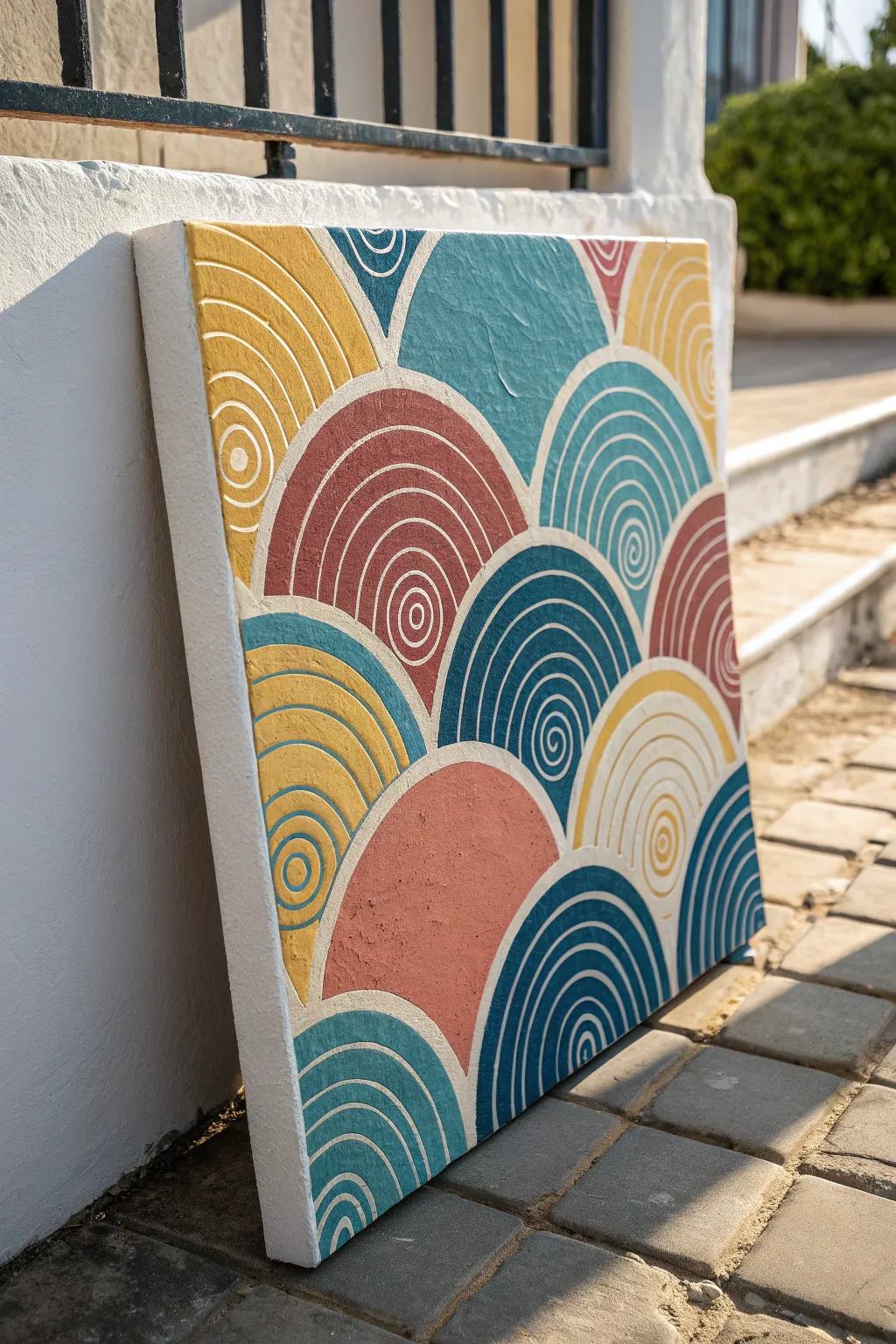 Bold textured mixed-media canvas with raised shapes and patterns for an easy wow effect
