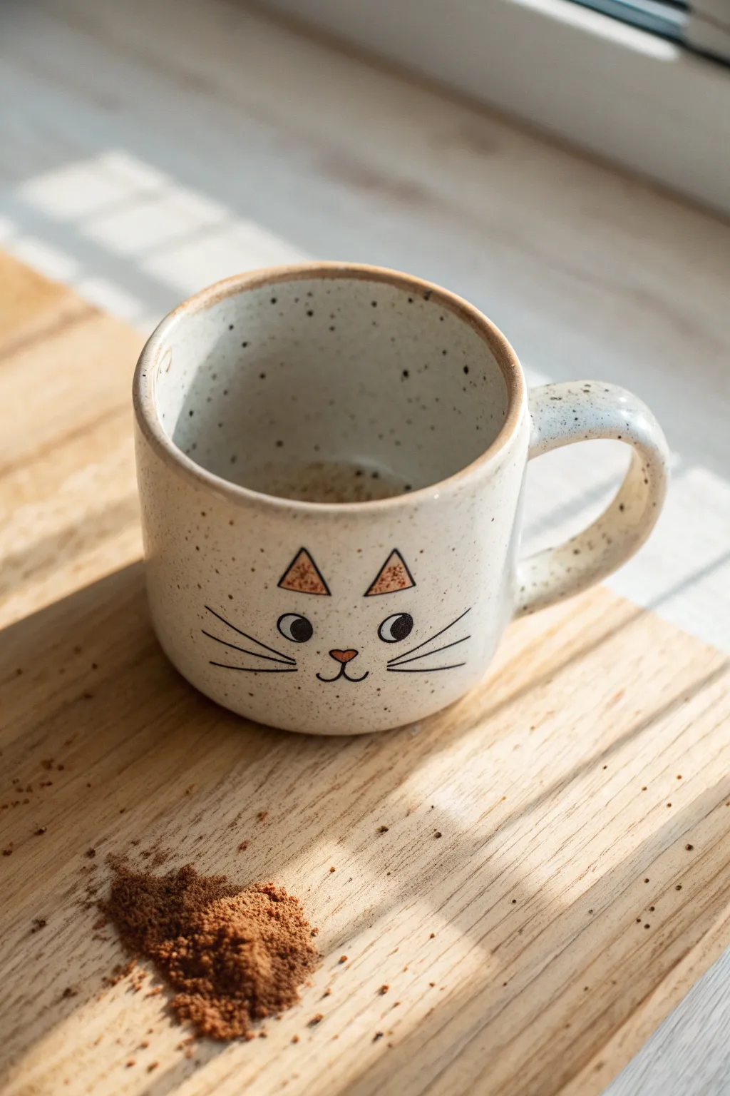 A hidden cat face at the bottom of a mug makes the sweetest pottery painting surprise