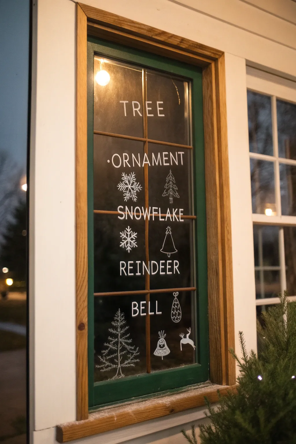 Mini motifs in every pane for a clean, curated Christmas window drawing that feels modern and cozy