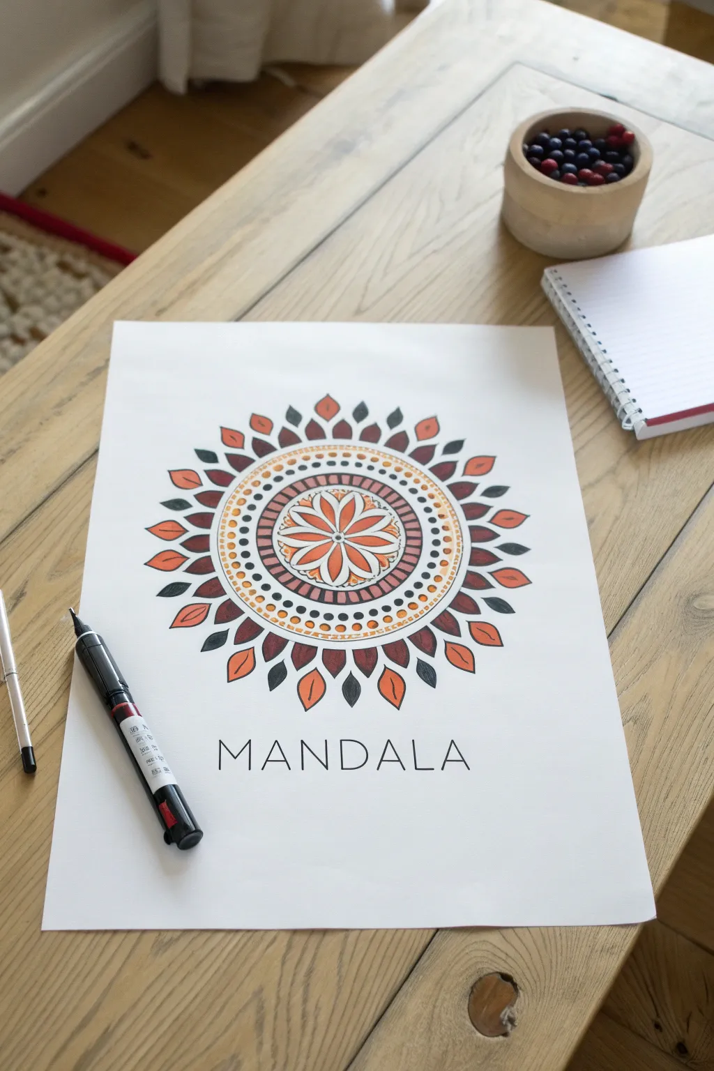 One-shape mandala challenge: repeat a single teardrop in bold rings for calm, easy symmetry