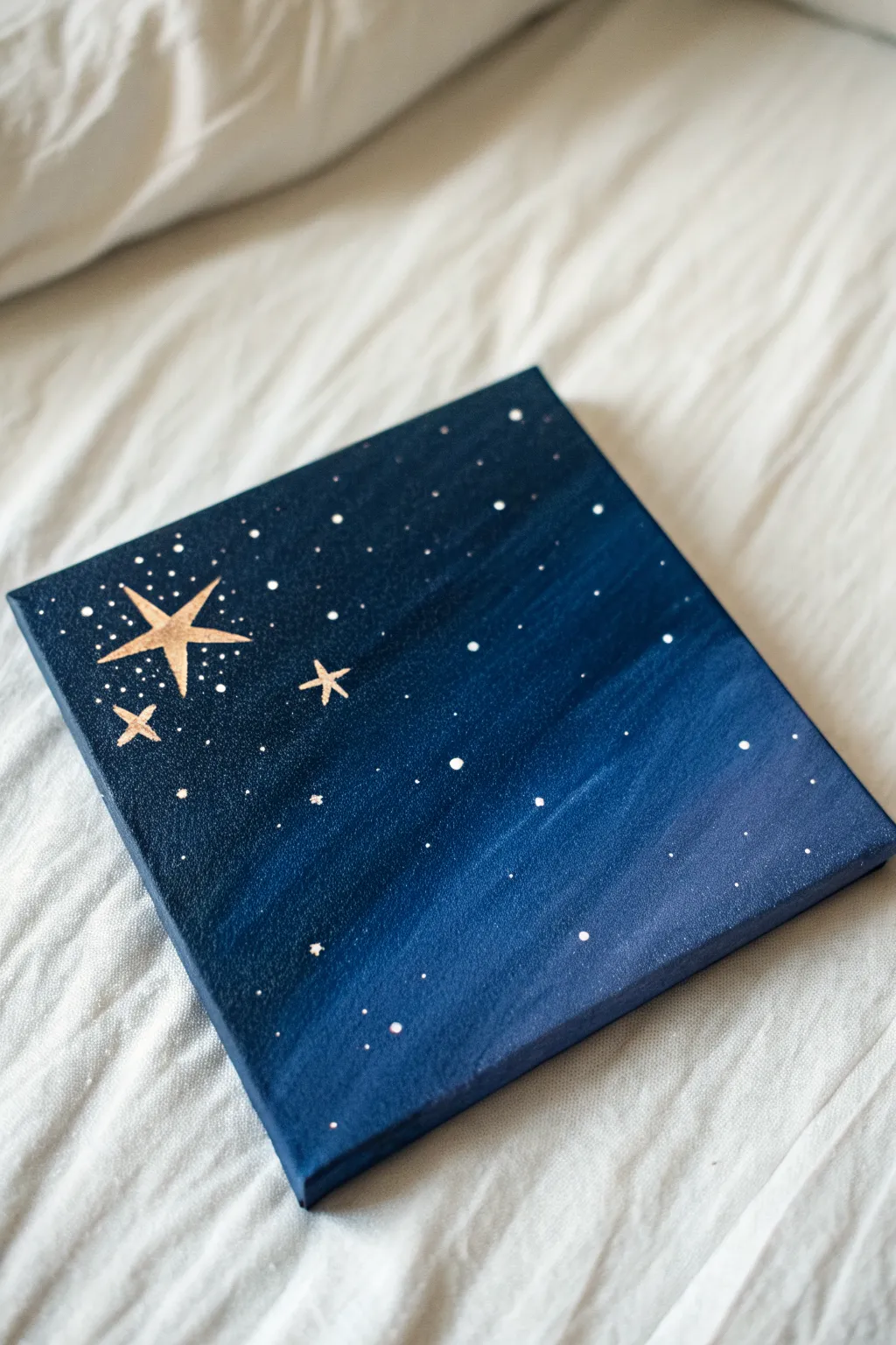 Simple night-sky canvas with one bright guiding star, a sweet beginner painting for grandma