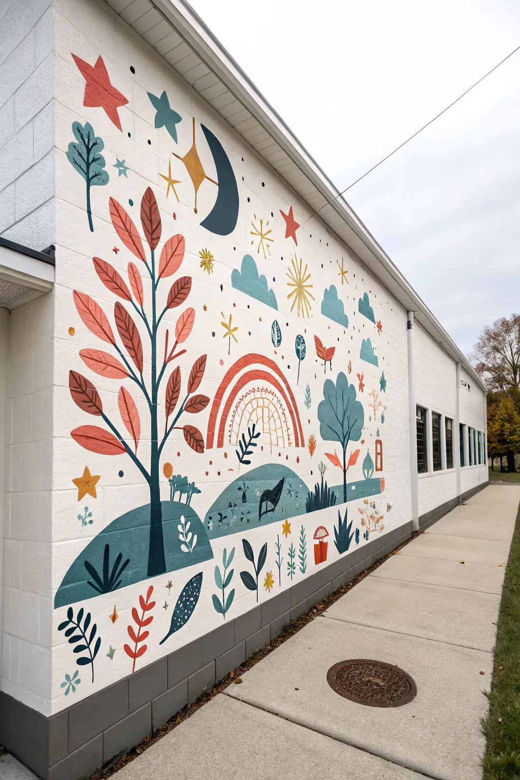 Bright I Spy mural packed with hidden shapes and tiny animals for weekly seek-and-find fun