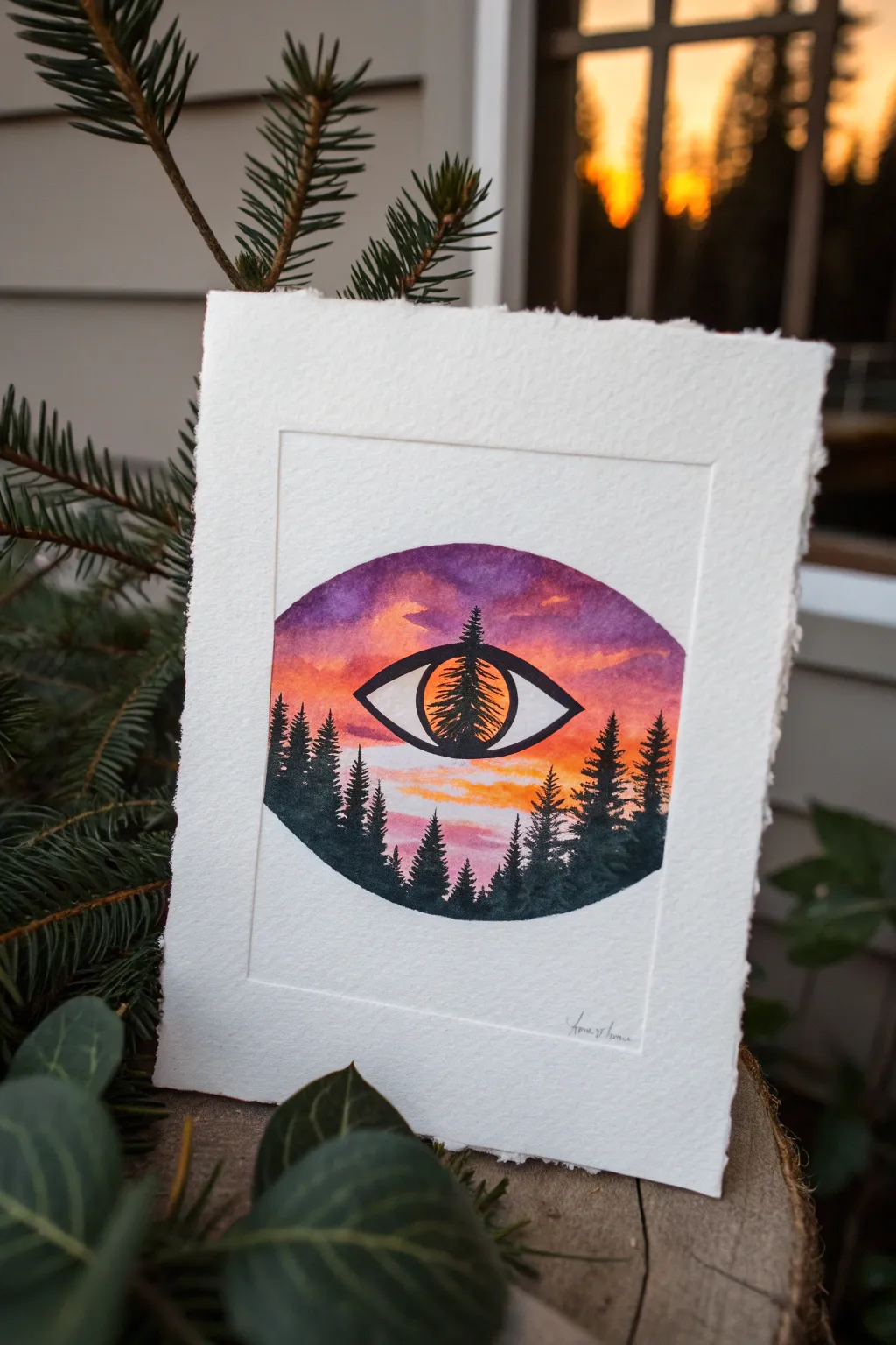 Capture the sunset in your gaze with this stunning double exposure eye painting idea. 🌅👁️✨