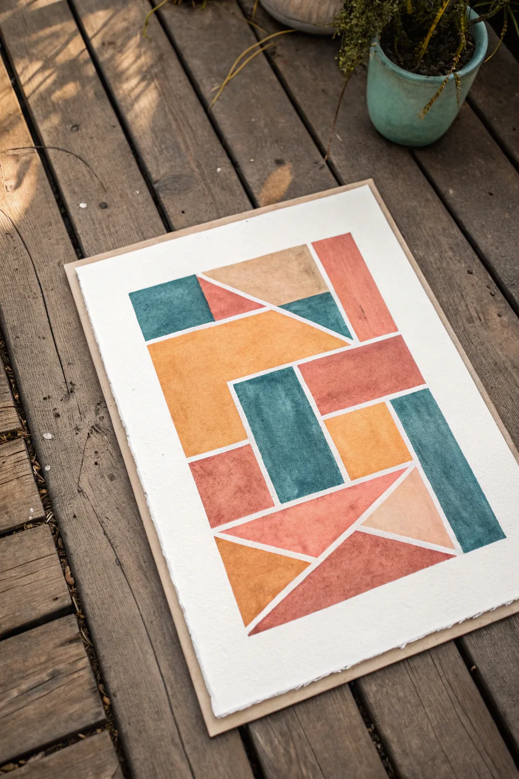 Irregular hand-drawn grid with bold color spills for a lively, imperfect modern boho vibe