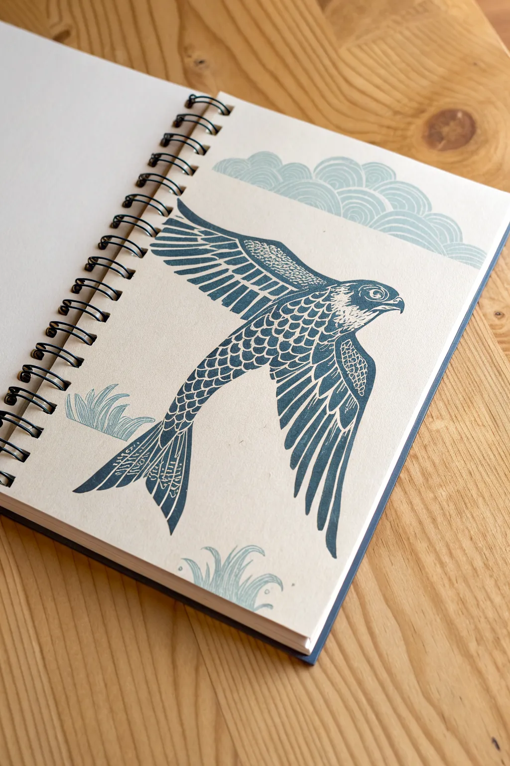 Three-way hybrid silhouette: wings, cat torso, fish tail, with gentle seam lines to guide your sketch.