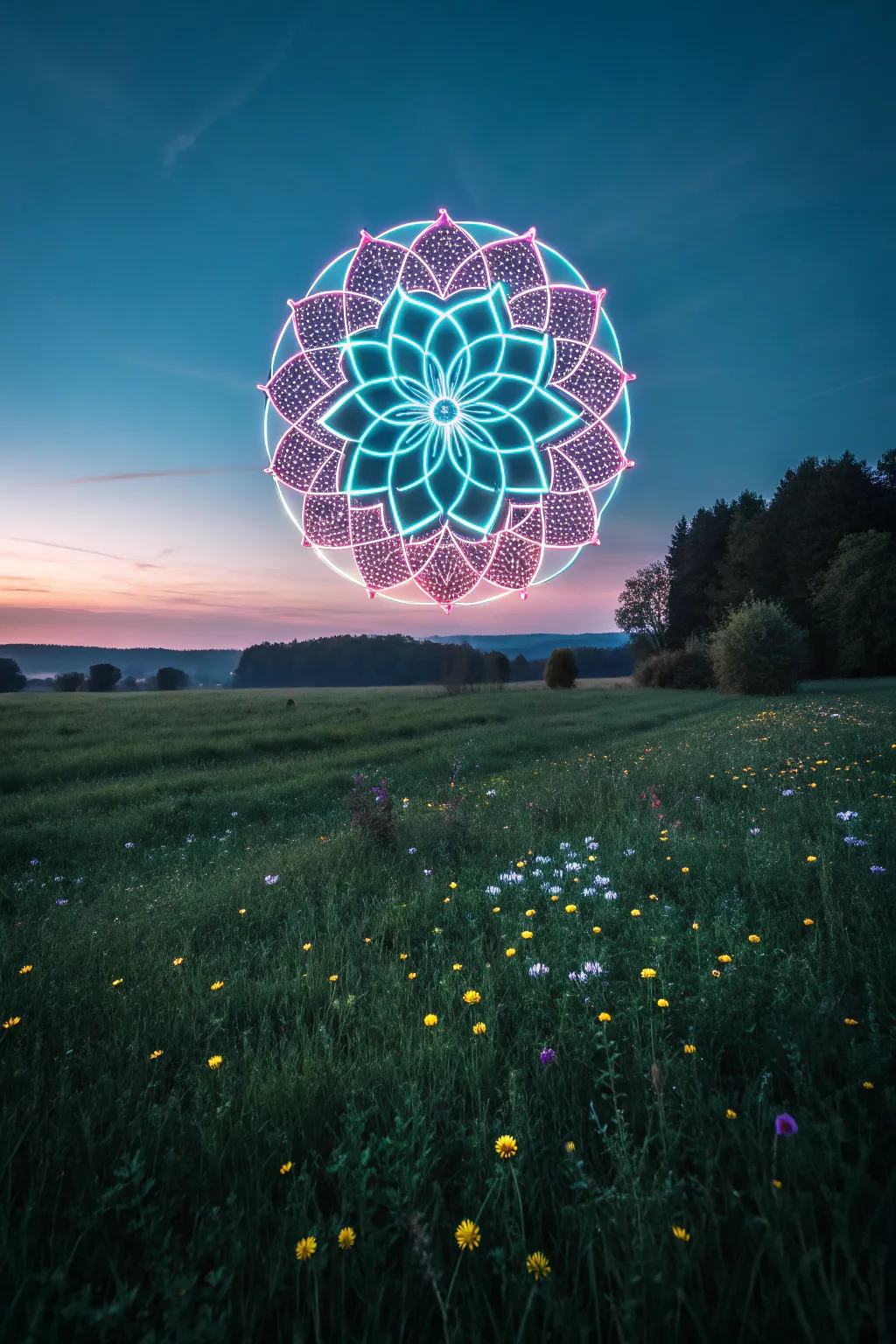 Transform the night with magical floating light art patterns.