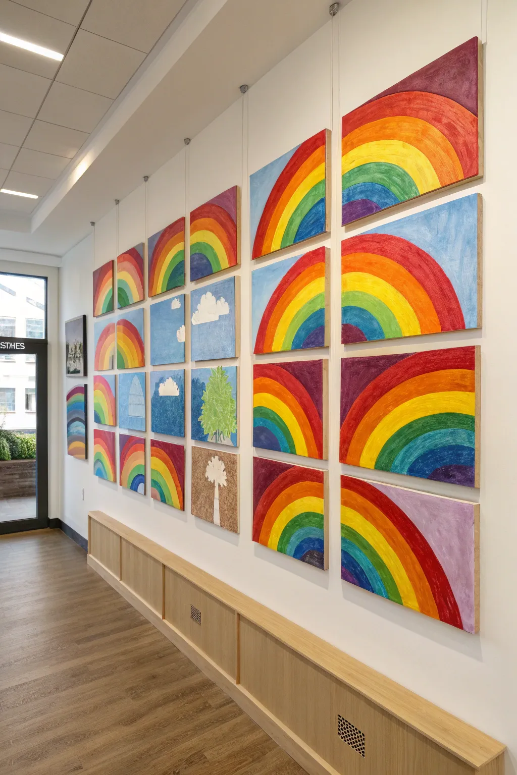 Mini canvases unite into one bold mural, a stunning paint party win to hang and remember.