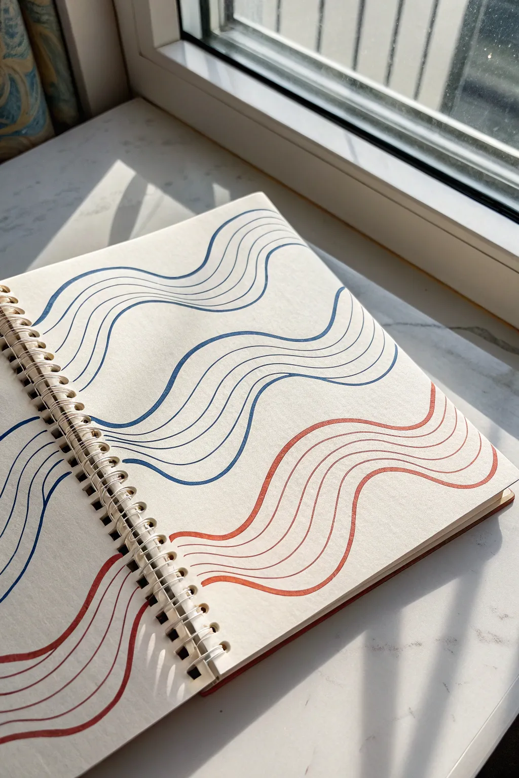 Mindful breath waves in bold ink, a minimalist drawing idea that feels calm and crafted.