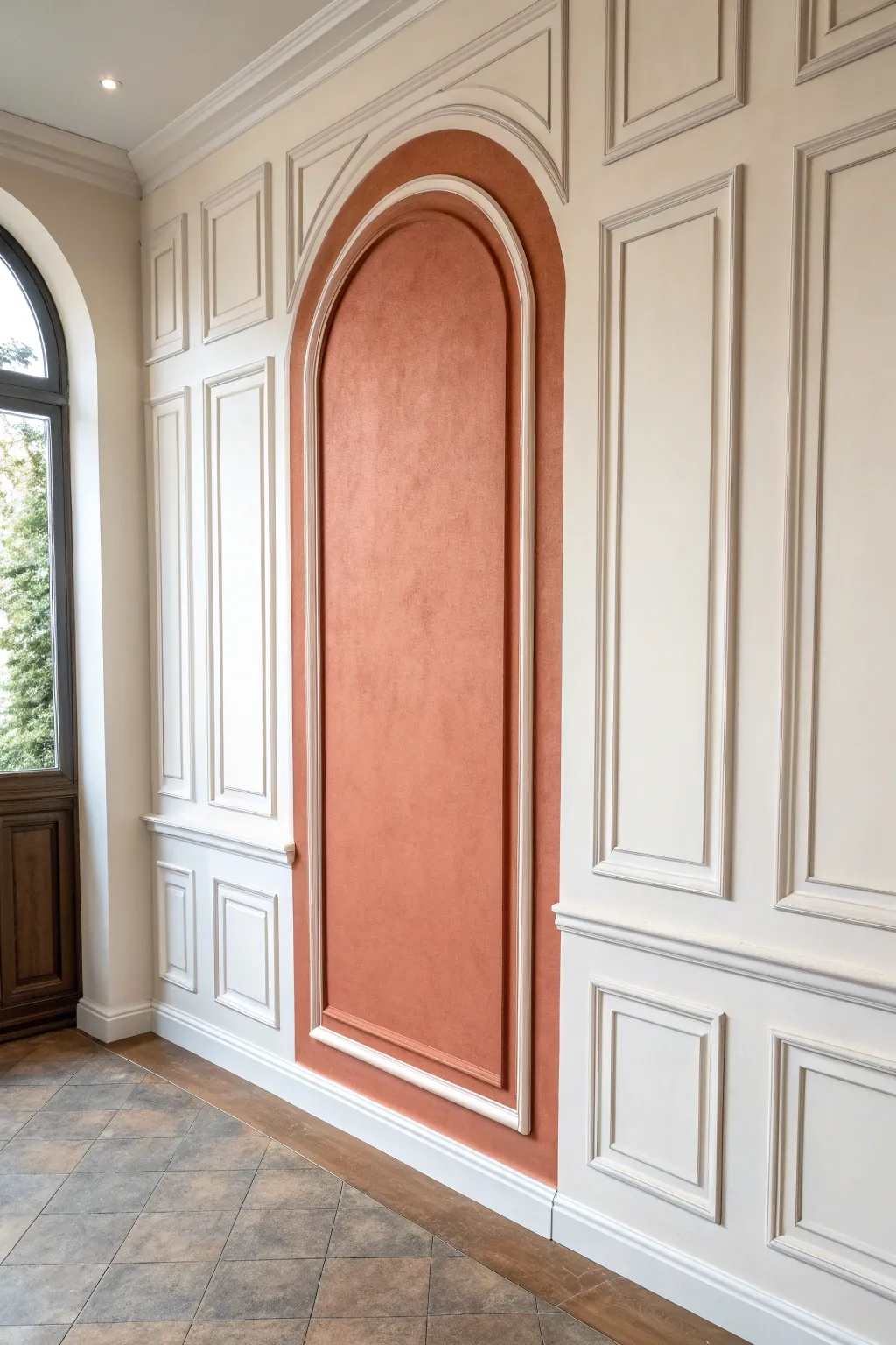 Paint faux panels with shaded edges for a bold, believable 3D architectural wall moment.