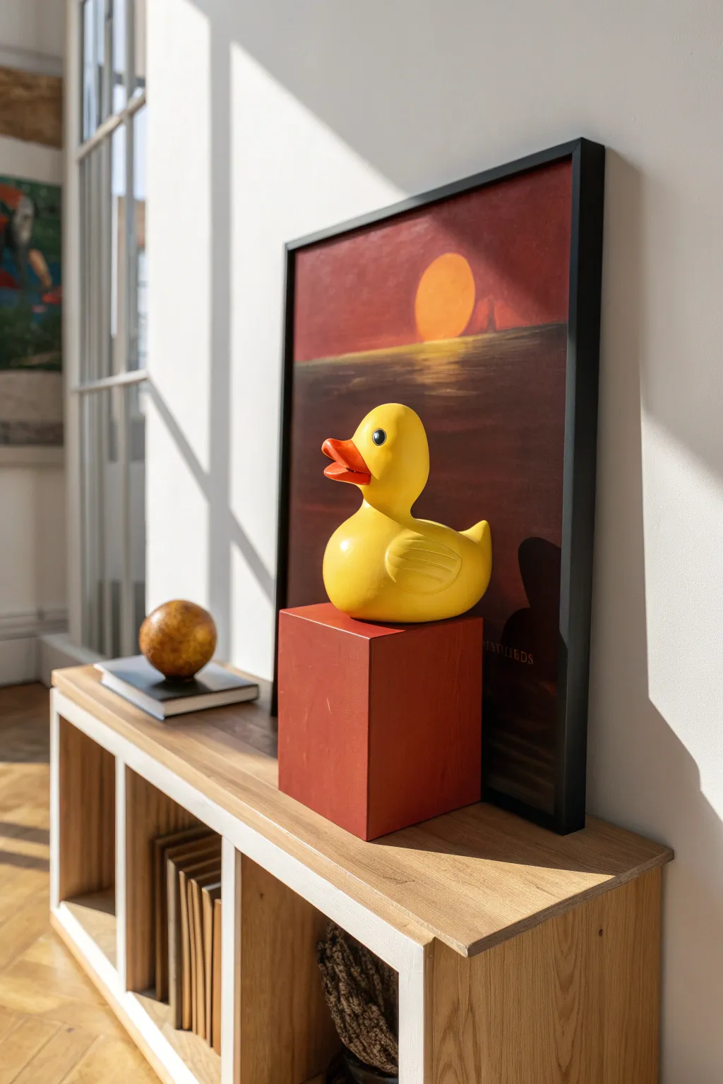 Channel your inner Dali with this surreal melting duck painting. A bold and artsy statement for your home.