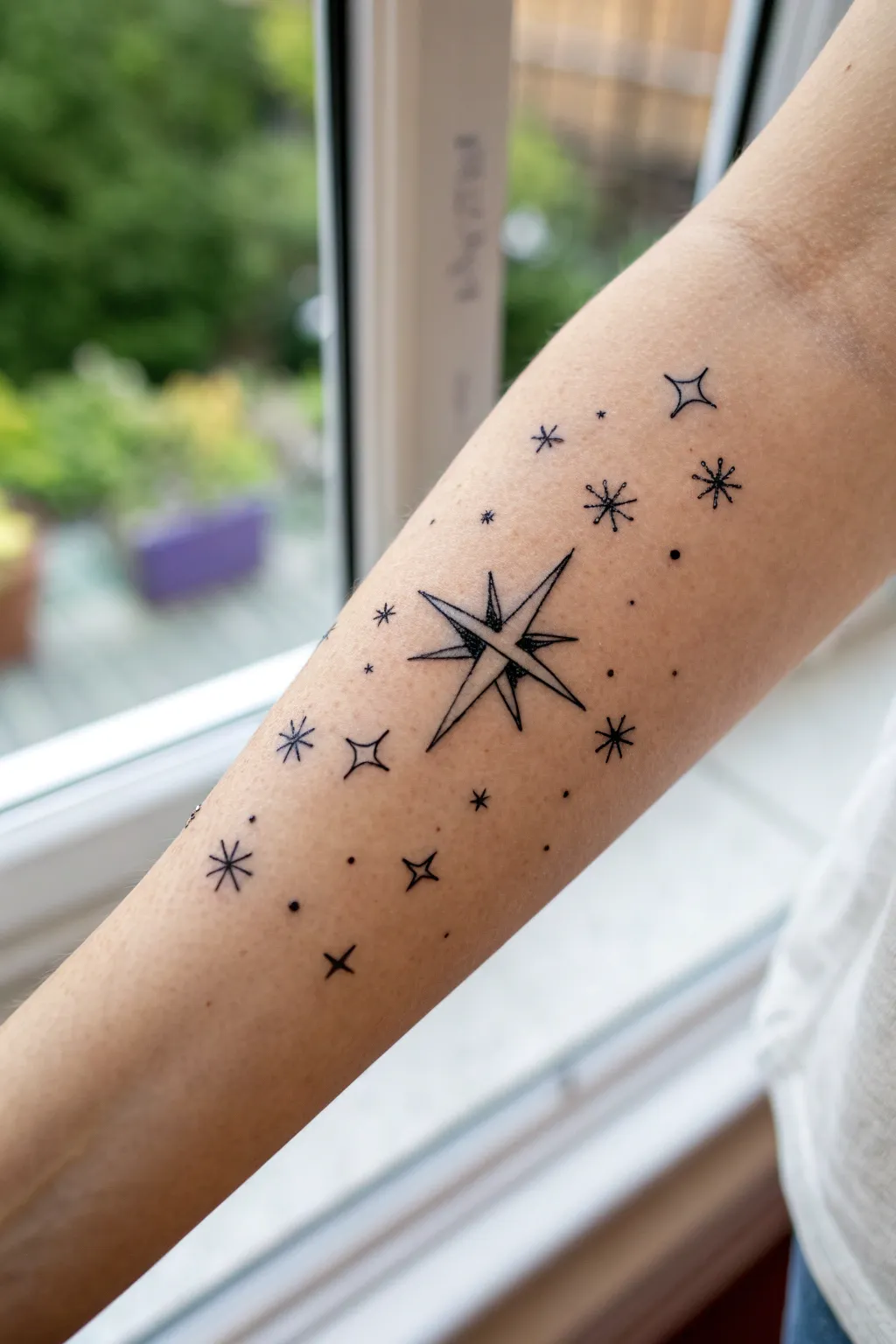 Tiny dots and sparkles filler tattoos that subtly connect your mini ink collection