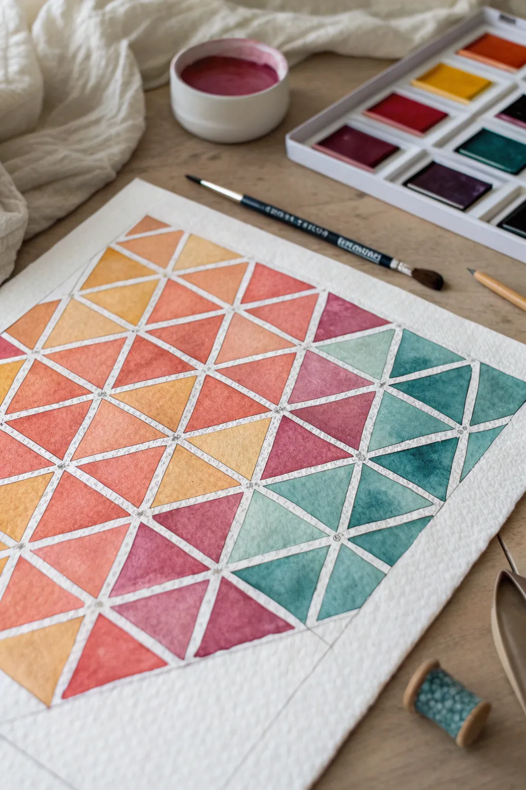 Color gradient triangle tessellation for modern minimalist triangle drawing inspiration.