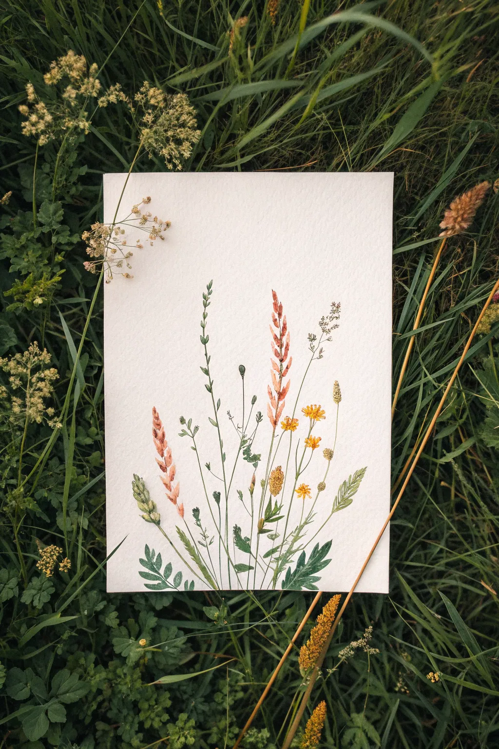Top-down wildflower meadow painting idea: layered blooms, bold color pops, and soothing minimal style.