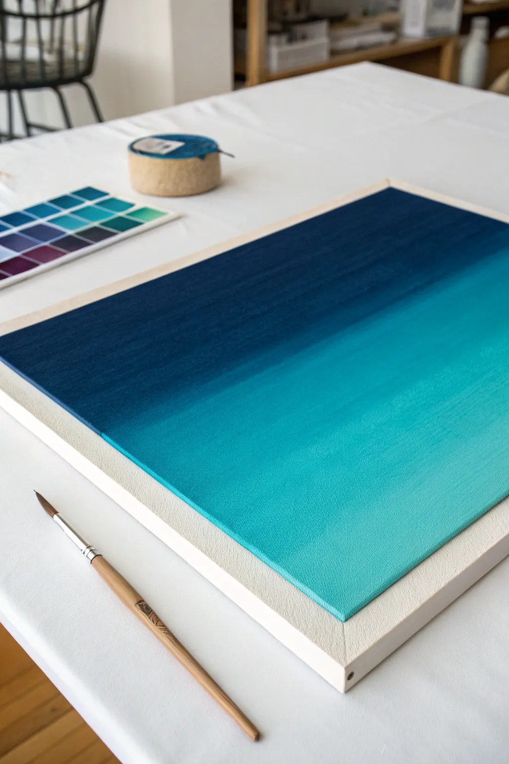 Cool ocean ombre background: deep blue to aqua with a seamless blend and flat brush detail