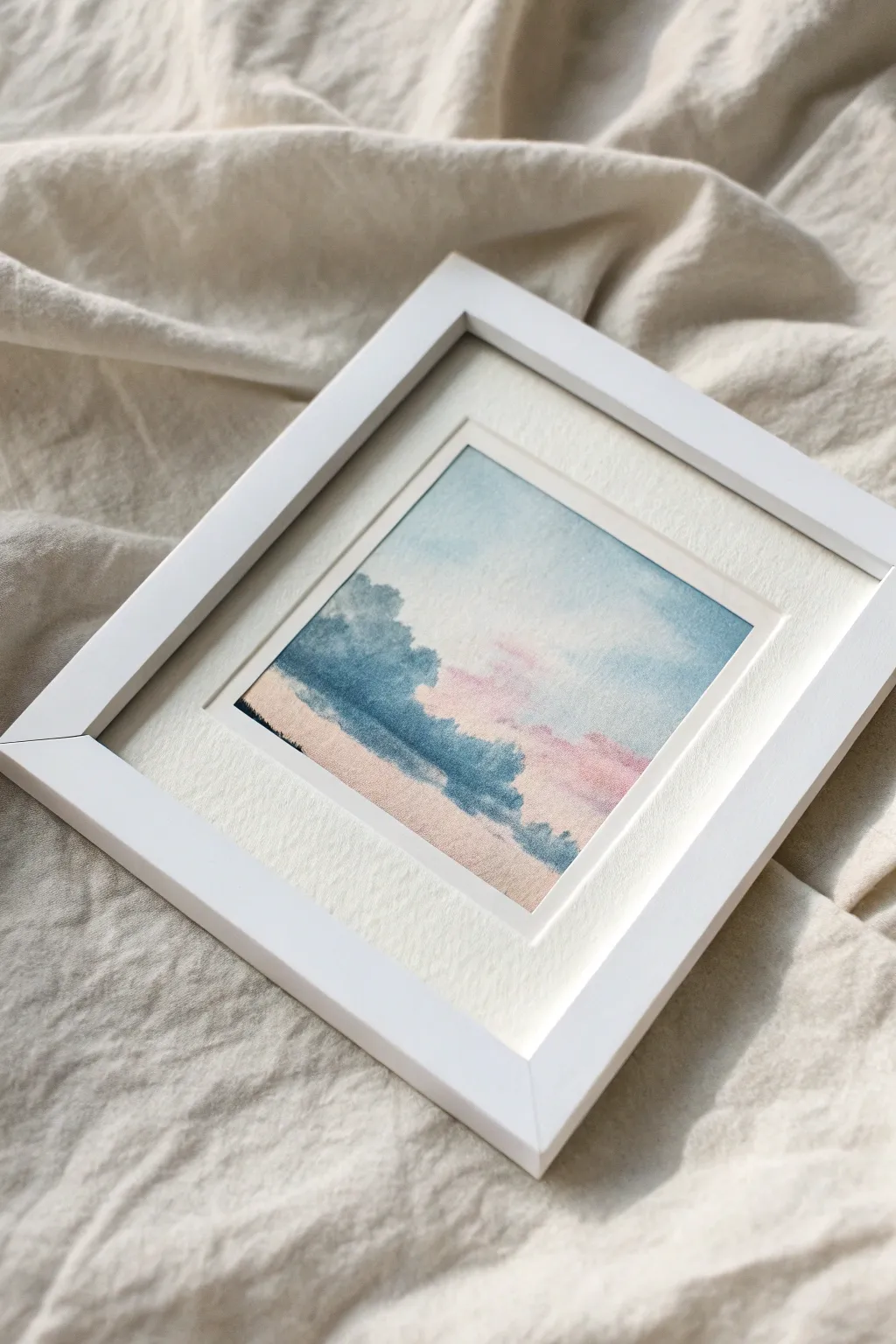 Polaroid cloud snapshot for aesthetic drawing ideas, soft gradients and fluffy clouds in minimalist style.