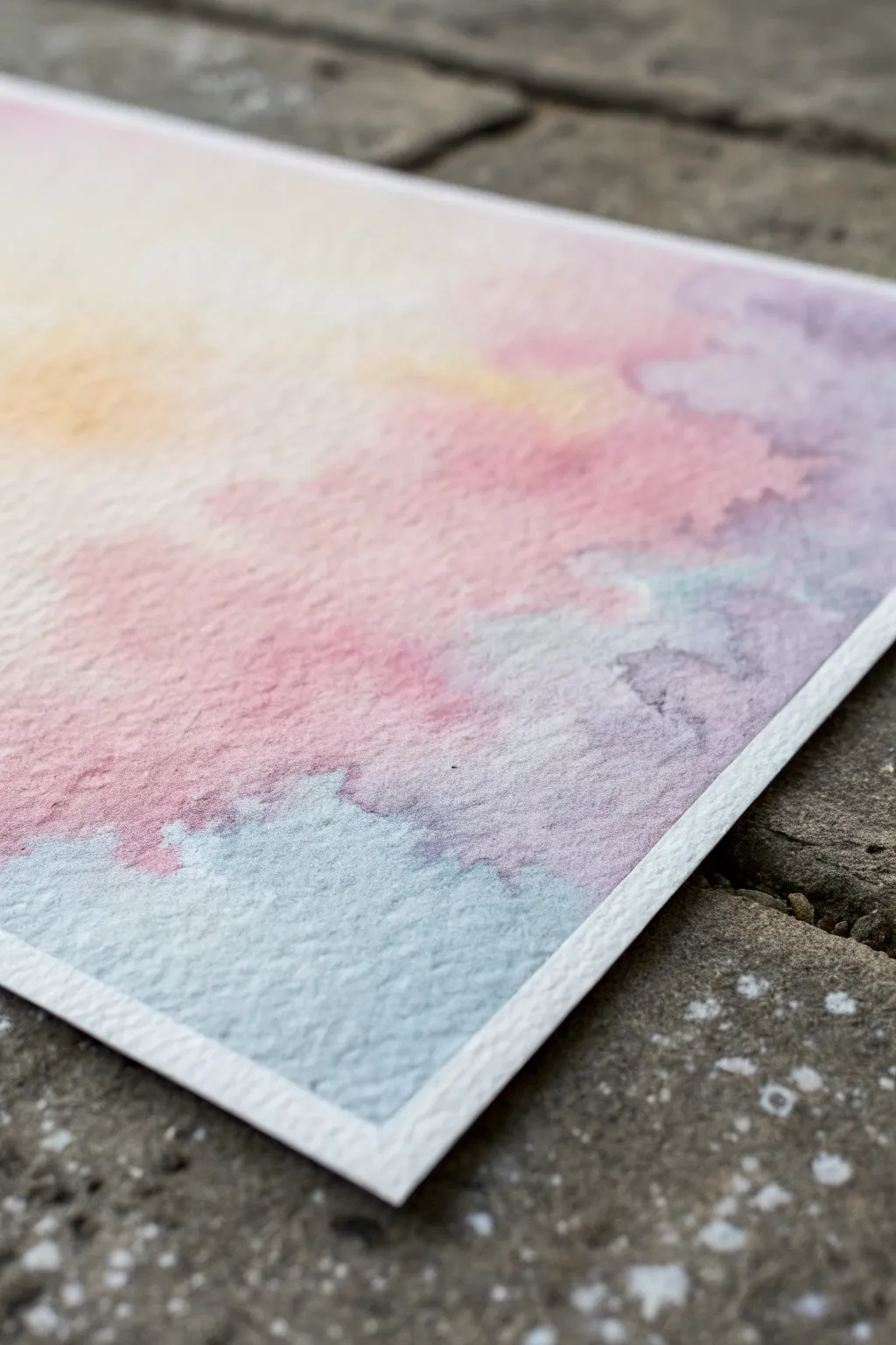 Dreamy wet-on-wet clouds as pigments bloom, with preserved highlights for a soft glow.