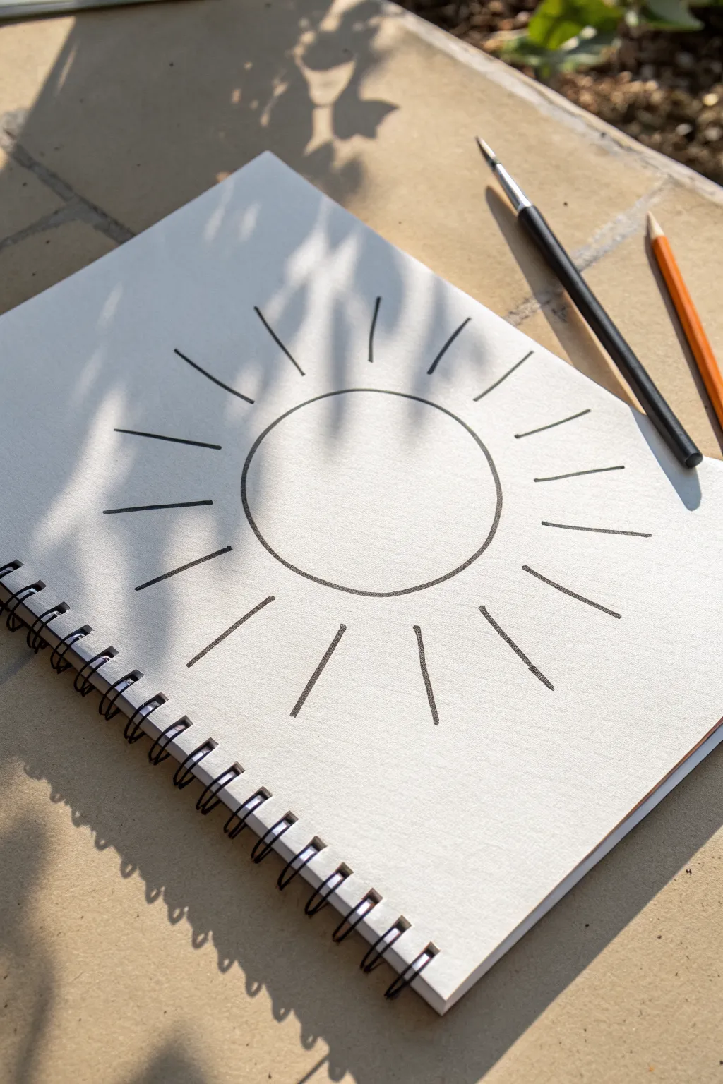 Simple oversized sun with easy straight rays for a bold, beginner-friendly drawing idea