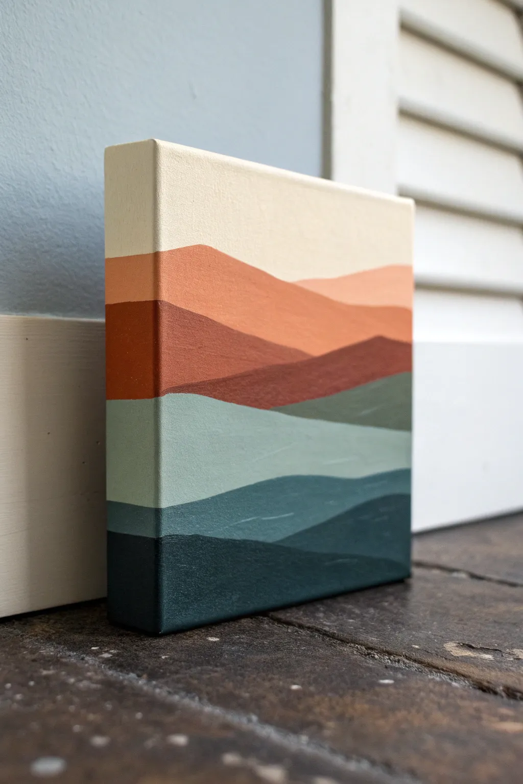 Minimal color block landscape with crisp tape edges for an easy modern painting project