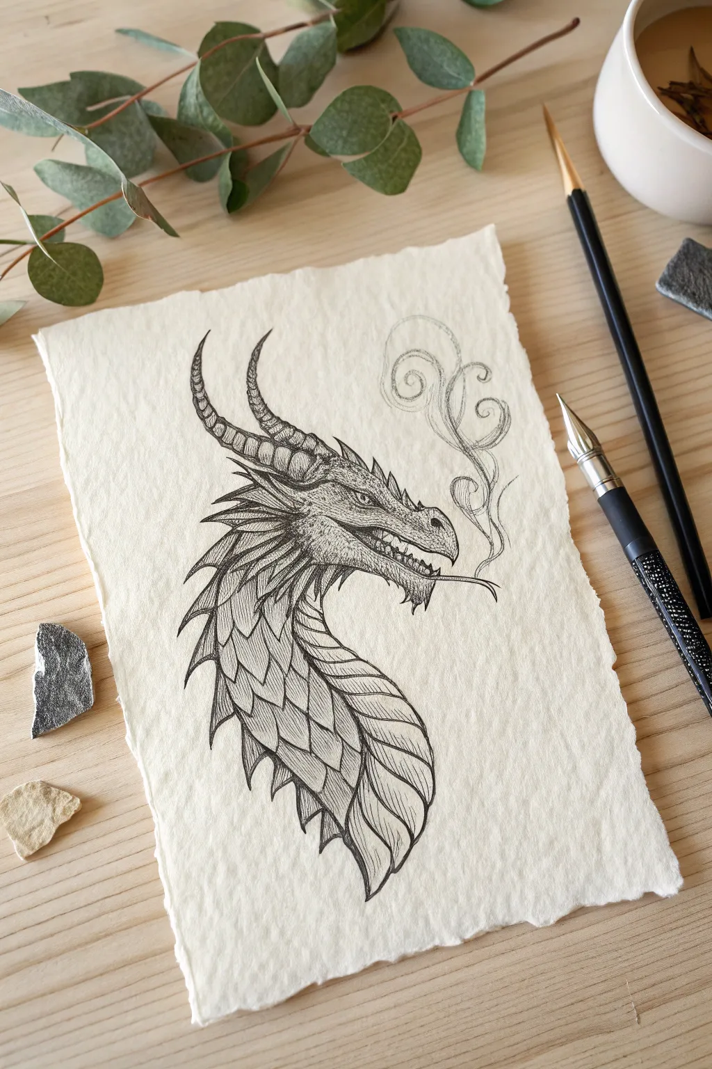 Spark his imagination with this fierce and detailed dragon sketch.