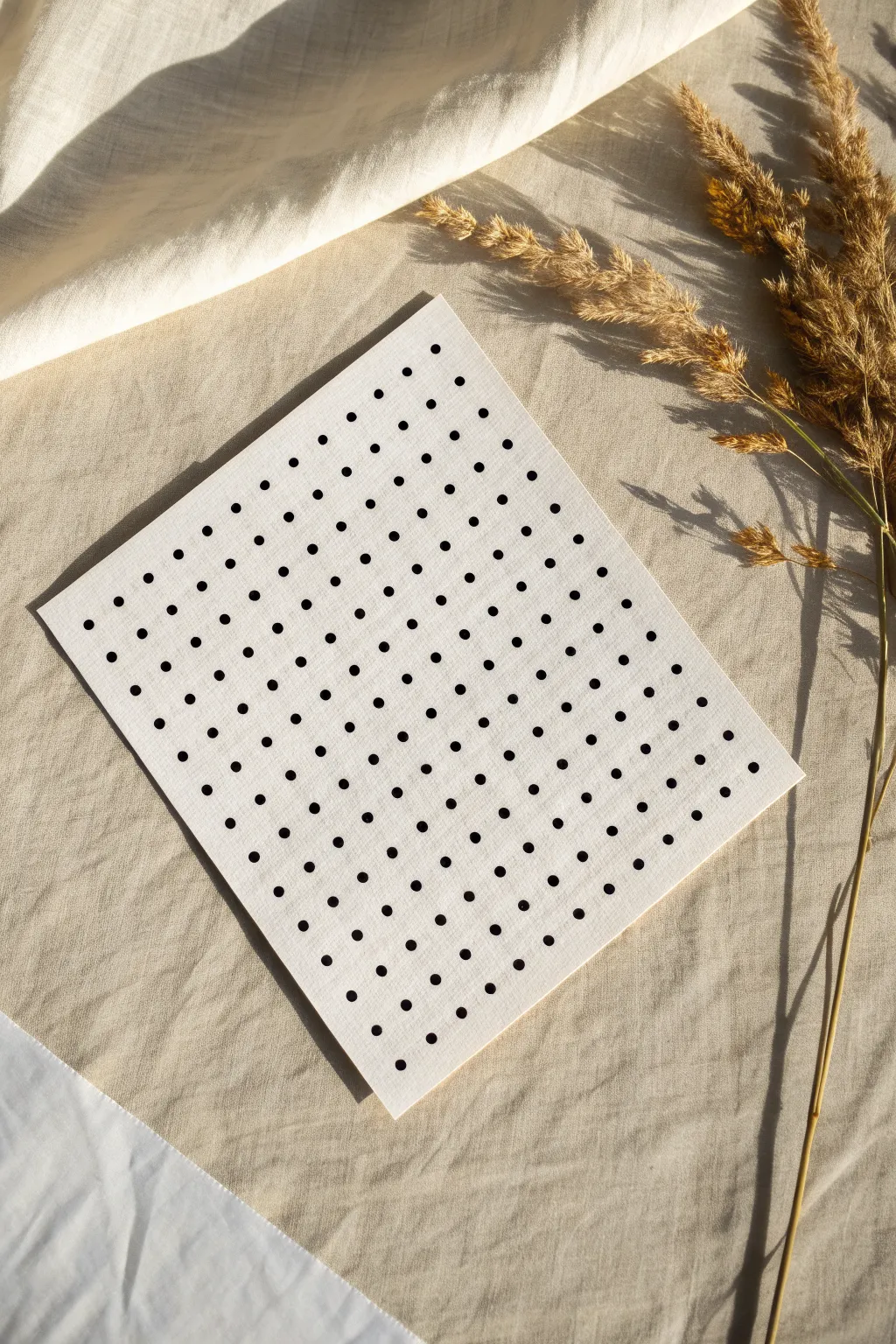 Polka dot size-shift swatch in bold black ink, minimalist and rhythmic for modern patterns