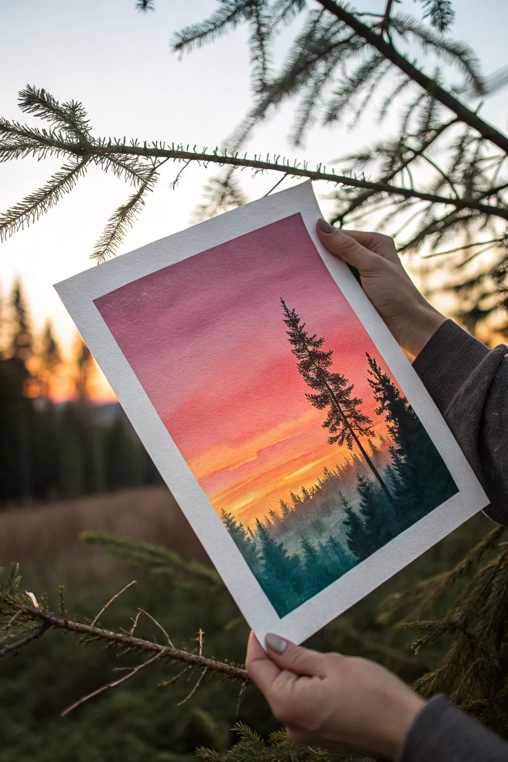 Smooth sunset gradient plus a bold silhouette makes a simple scene feel striking and modern.