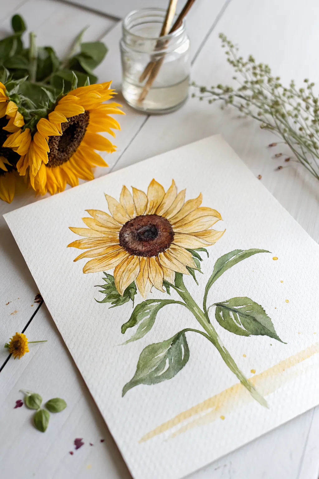 Quick-win corner sunflower crop painting: minimal, cute, and perfect for beginner artists