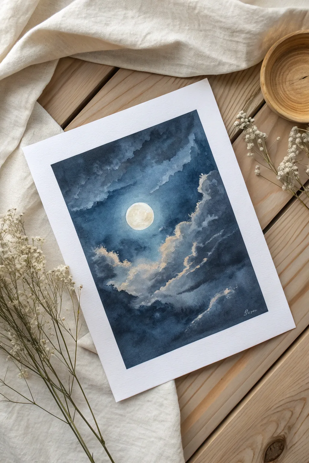 Single light through storm clouds, a moody high-contrast painting idea for depth and emotion.