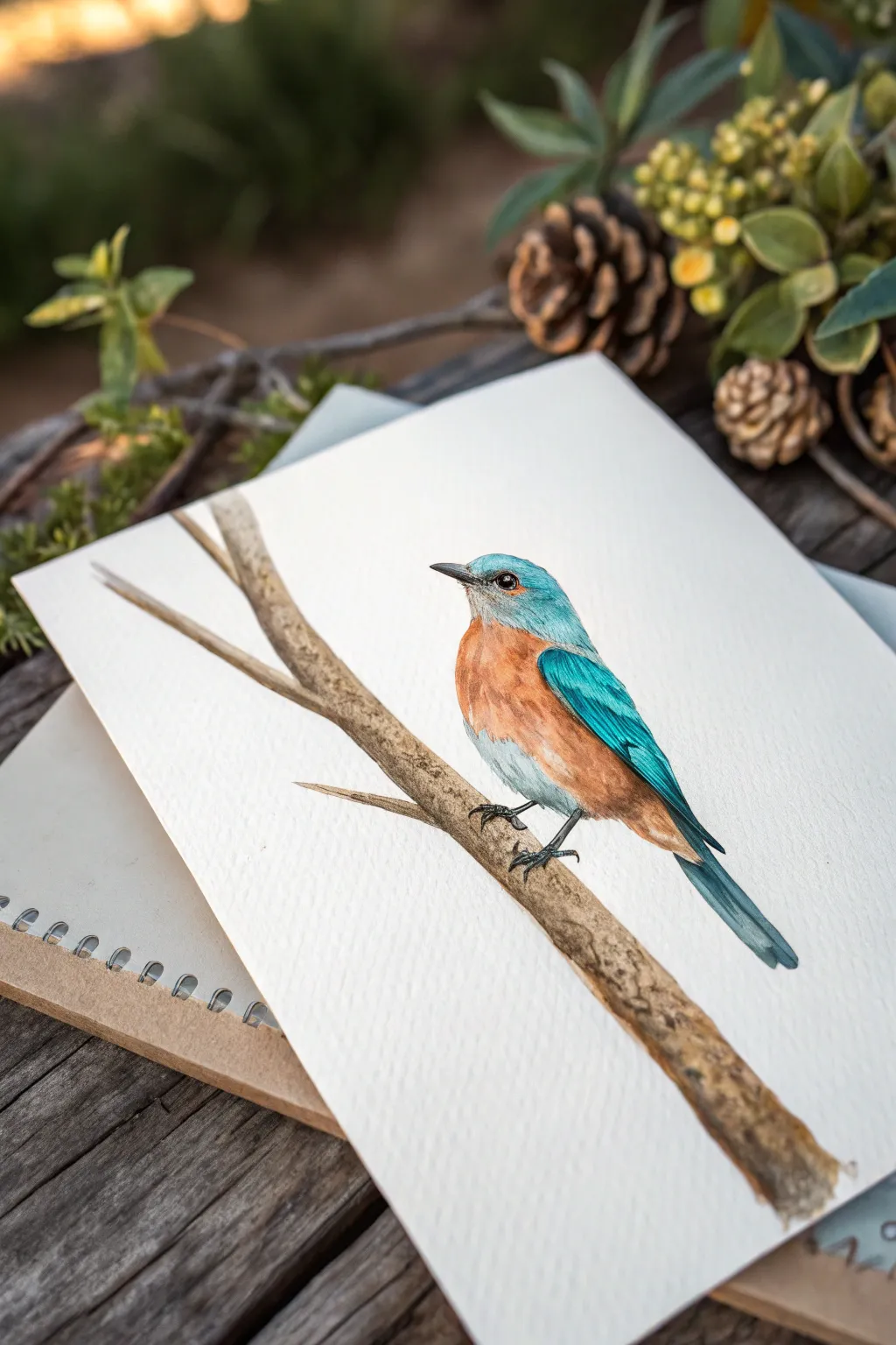 Paint a sweet bird on a branch using two bold color blocks and tiny details, fast and easy.