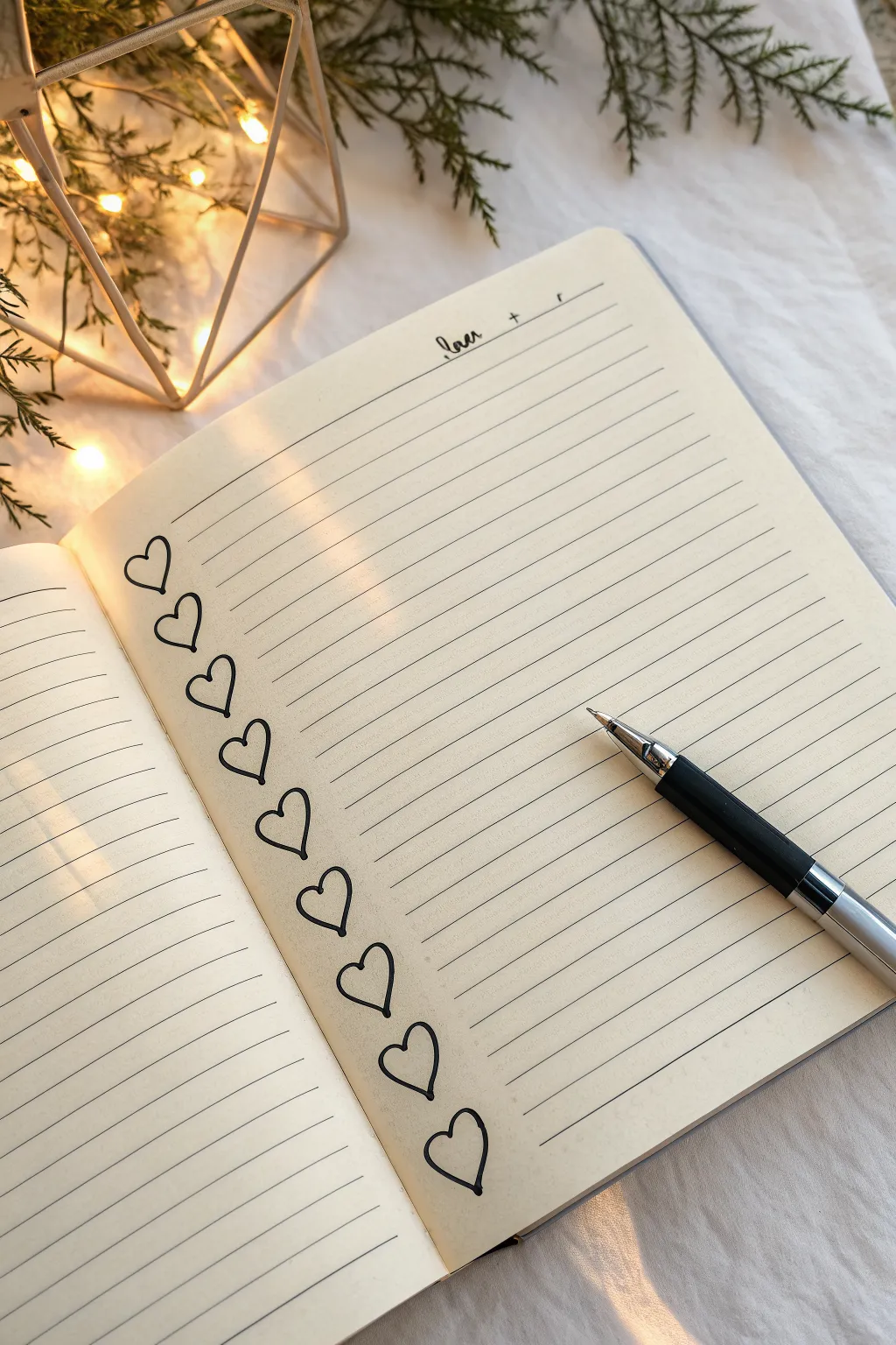 One-pen heart doodles on a clean notebook corner, perfect for quick bored-in-class sketches