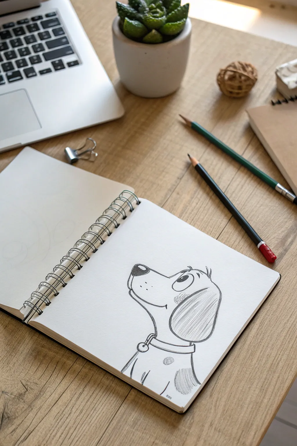 Easy floppy-eared dog: light pencil sketch beside a simple darker outline, clean and cute