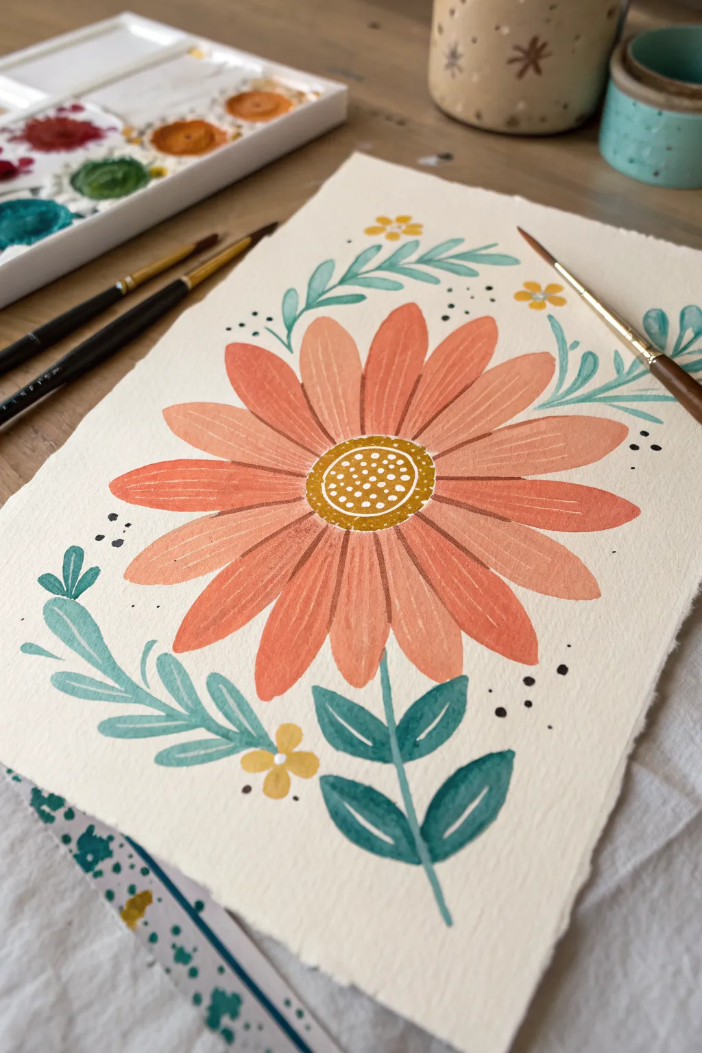 Flower power daisy in bold simple shapes, bright contrast, and minimalist boho charm