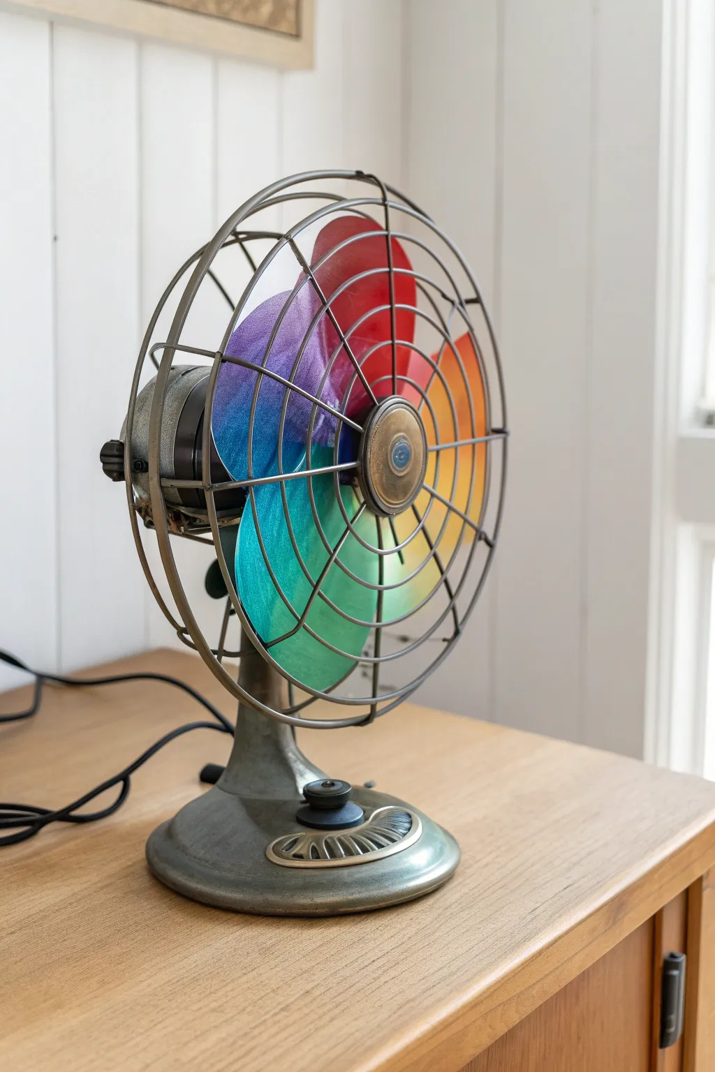 Turn a plain fan into a spinning rainbow spectrum! A playful DIY to brighten your space.